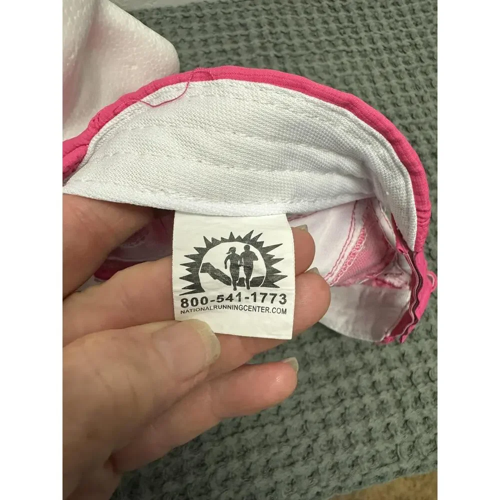 National Running Center Pink White Wide Brim Sports Cap Hat Good Condition‎